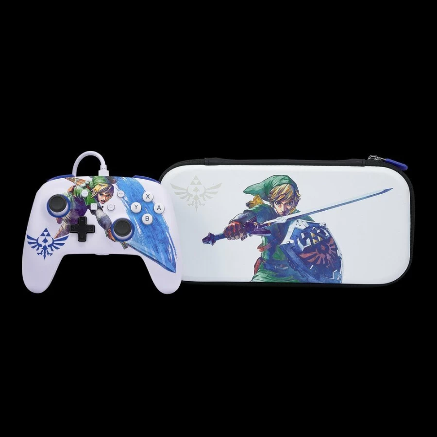 PowerA Enhanced Wired Controller with Master Sword Design & Slim Case for Nintendo Switch