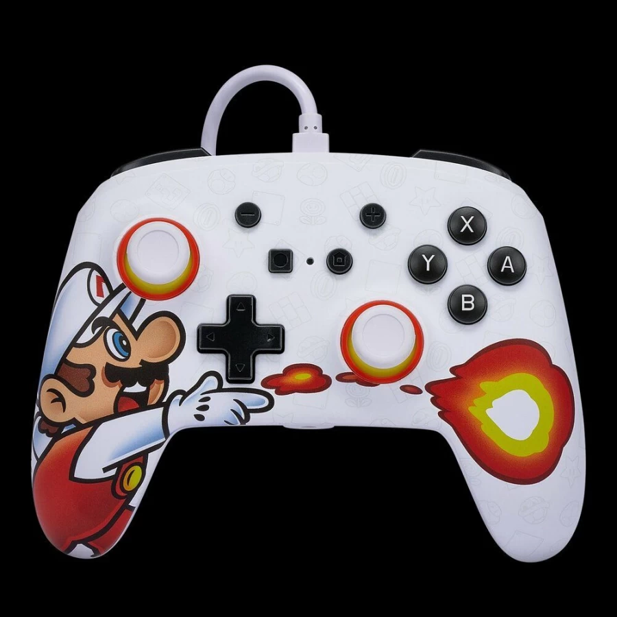 PowerA Mario Fireball Enhanced Wired Controller & Slim Case for Nintendo Switch
