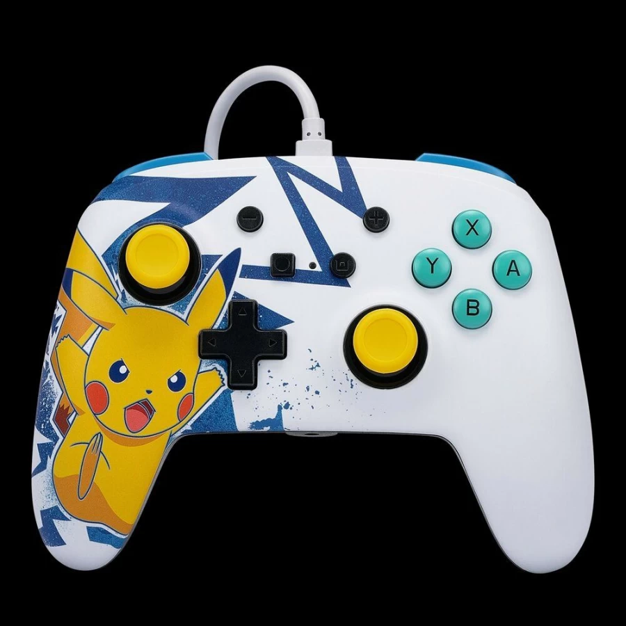 PowerA Pikachu High Voltage Wired Pro Controller & Slim Case for Nintendo Switch - Enhanced Gaming Bundle